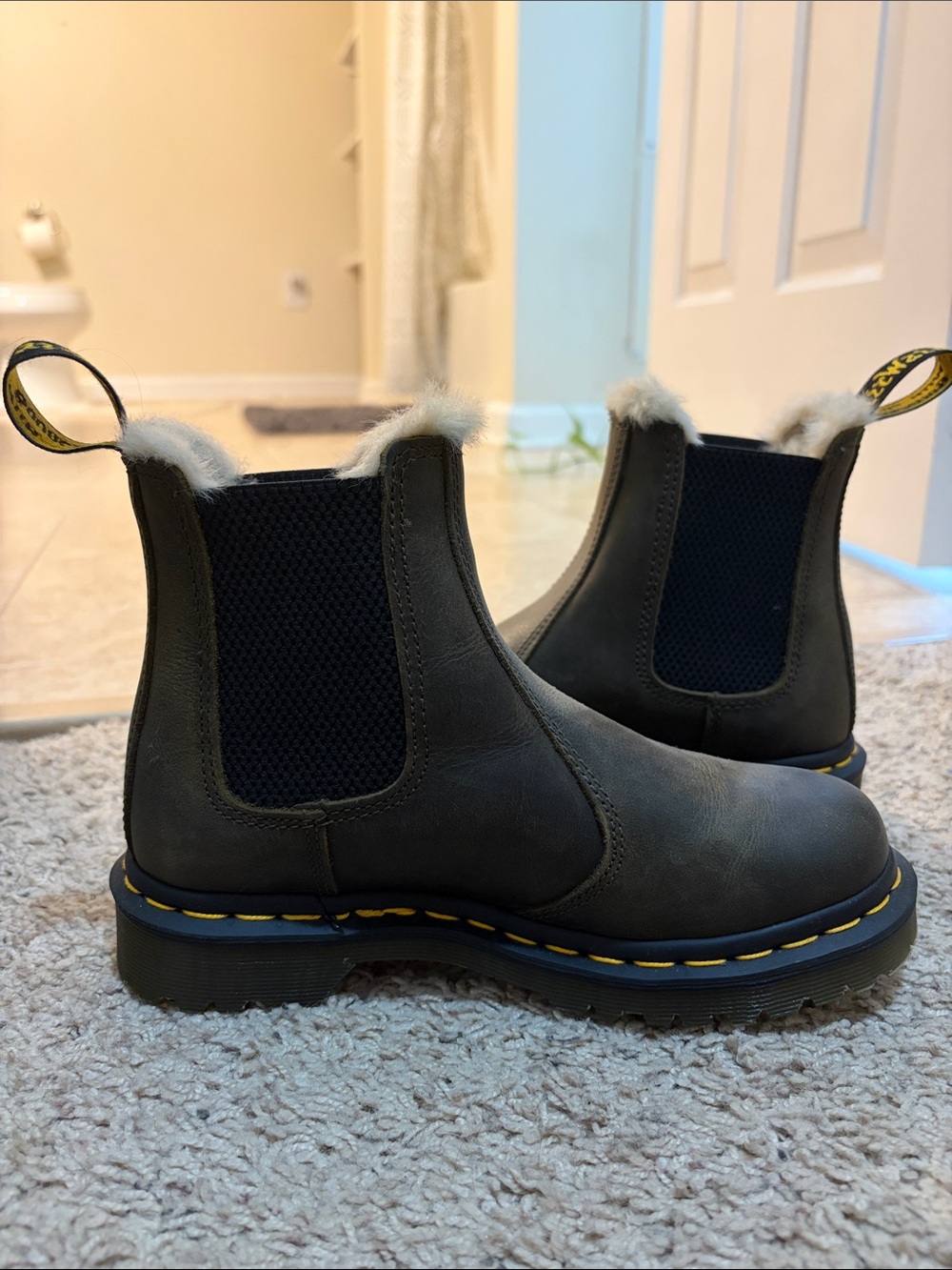 Dr. Martens Black Chelsea Boots with Faux Fur